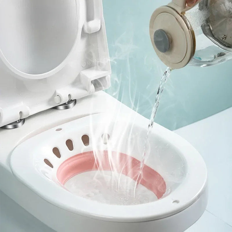 Foldable Sitz Bath Basin | Portable Toilet Seat Bath | Space-Saving Design | Fits Standard Toilets