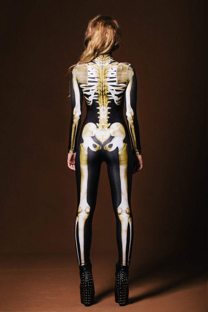 Glow-in-the-Dark Skeleton Costume | Full Body Jumpsuit | Halloween Bone Print Outfit