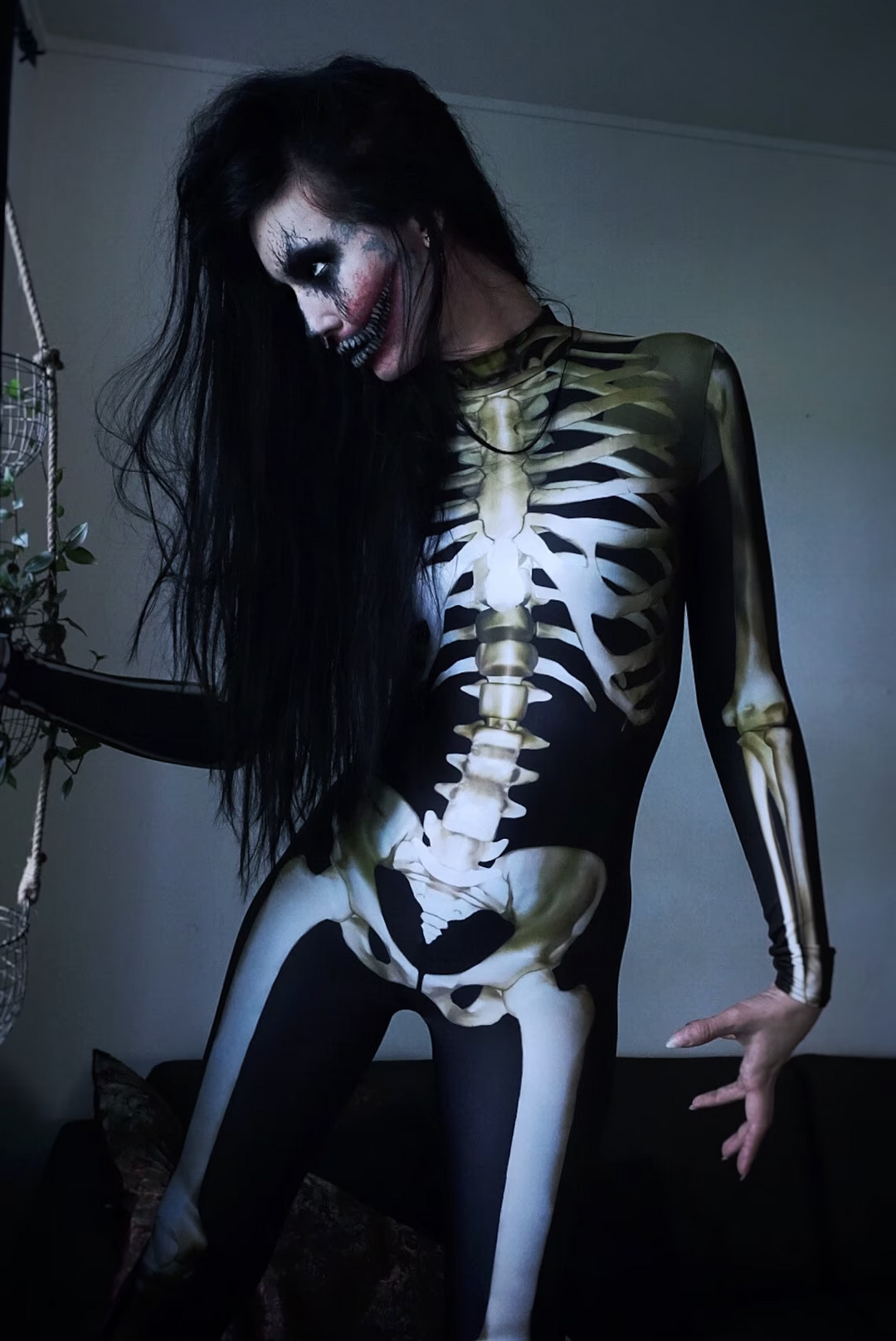Glow-in-the-Dark Skeleton Costume | Full Body Jumpsuit | Halloween Bone Print Outfit