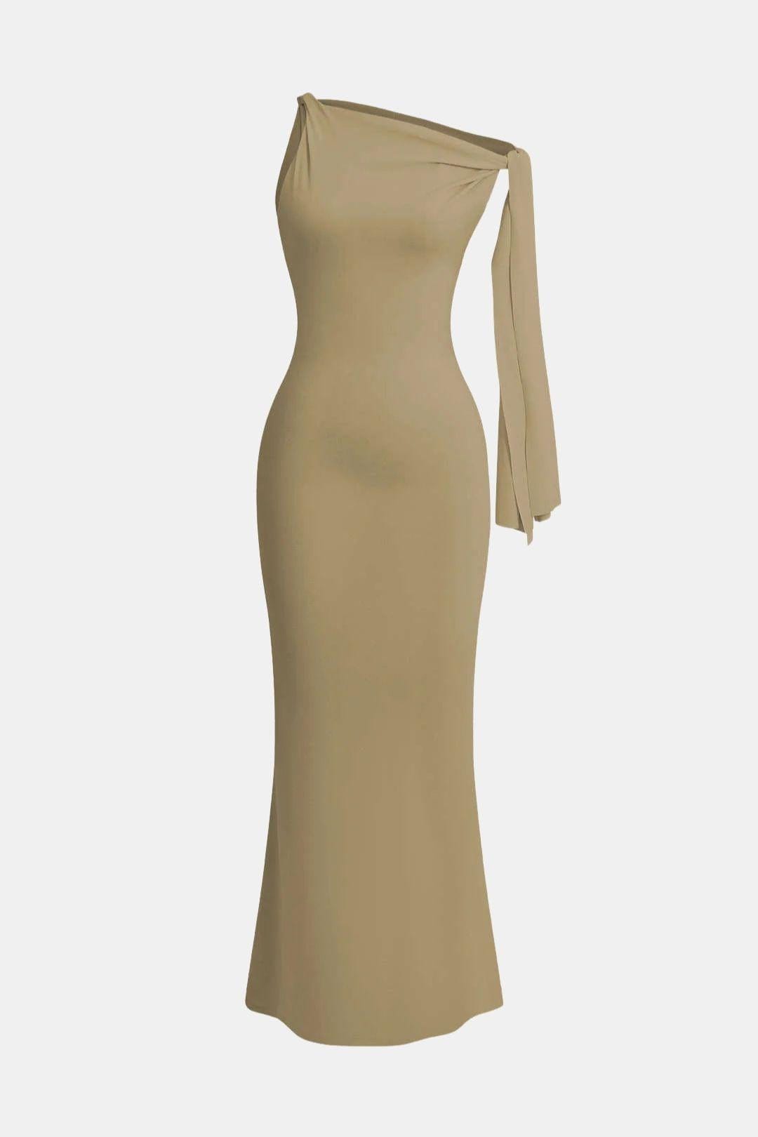 Grace - Elegant Women's Wedding Guest Dress with One-Shoulder Neckline and Maxi Fit