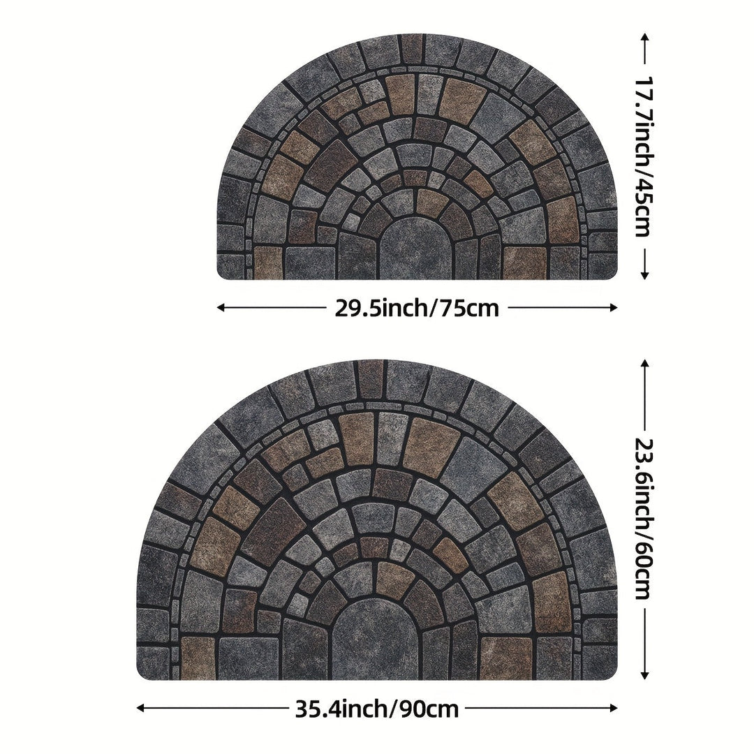Half Circle Door Mat | Non-Slip Mosaic Entry Rug | Durable Polyester Mat for Indoor &amp; Outdoor Use