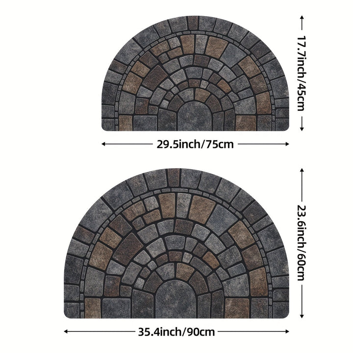 Half Circle Door Mat | Non-Slip Mosaic Entry Rug | Durable Polyester Mat for Indoor &amp; Outdoor Use