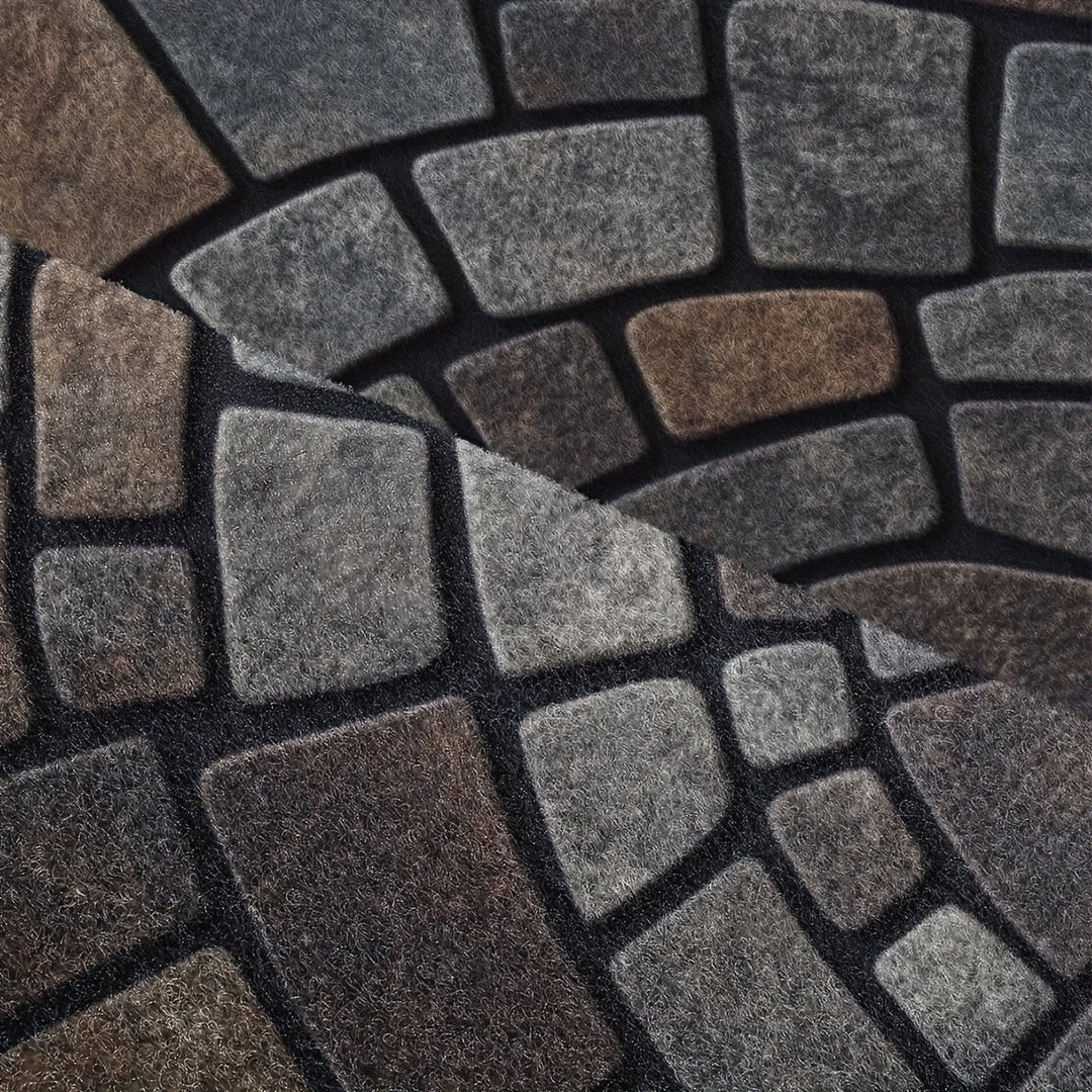 Half Circle Door Mat | Non-Slip Mosaic Entry Rug | Durable Polyester Mat for Indoor &amp; Outdoor Use