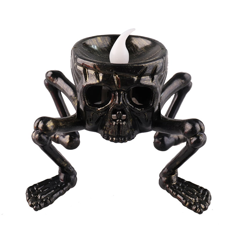 Halloween LED Candle Decoration | Skeleton Hand &amp; Skull Design | Battery Operated Accent Light