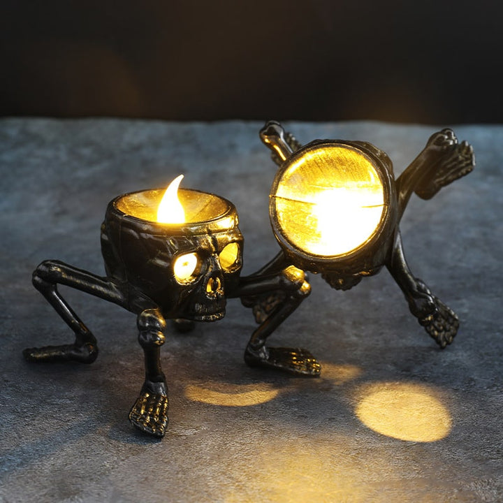 Halloween LED Candle Decoration | Skeleton Hand &amp; Skull Design | Battery Operated Accent Light