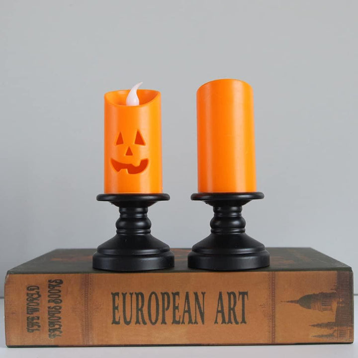 Halloween Pumpkin LED Tealight Candles | 3D Pumpkin Design | Battery Operated Set of 2