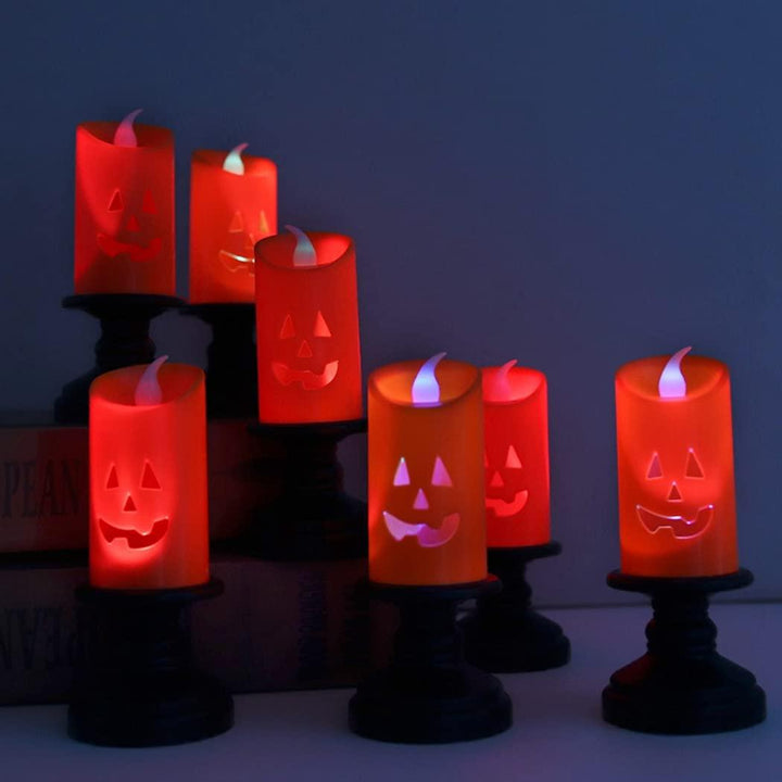 Halloween Pumpkin LED Tealight Candles | 3D Pumpkin Design | Battery Operated Set of 2