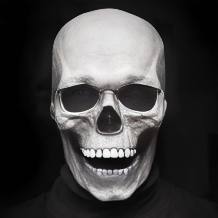 Halloween Skull Mask | Movable Jaw | Full Head Latex Design