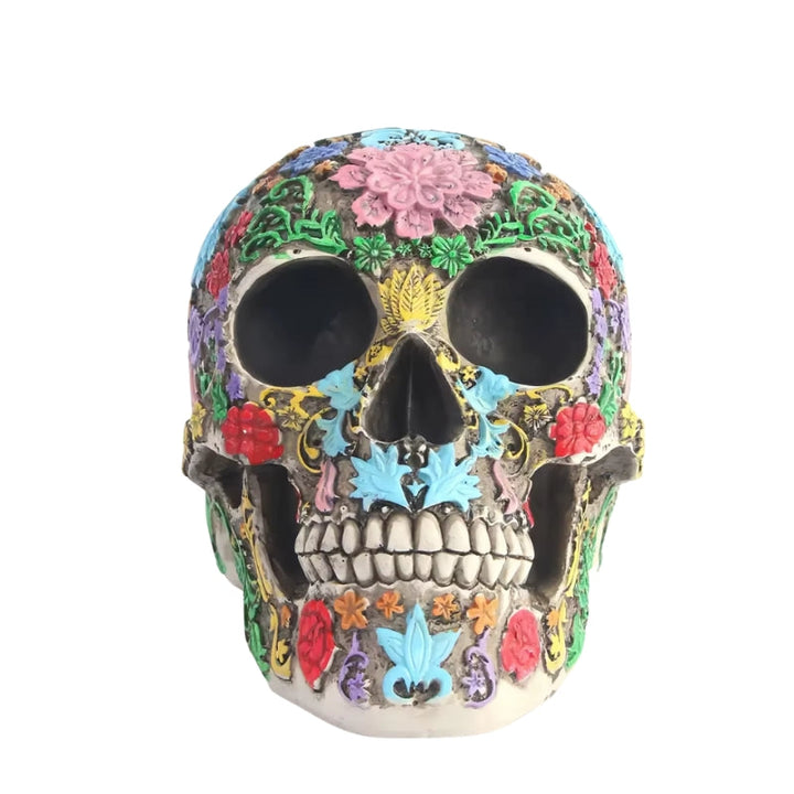 Halloween Skull Sculpture | Detailed Resin Decor | Haunted Tabletop Display