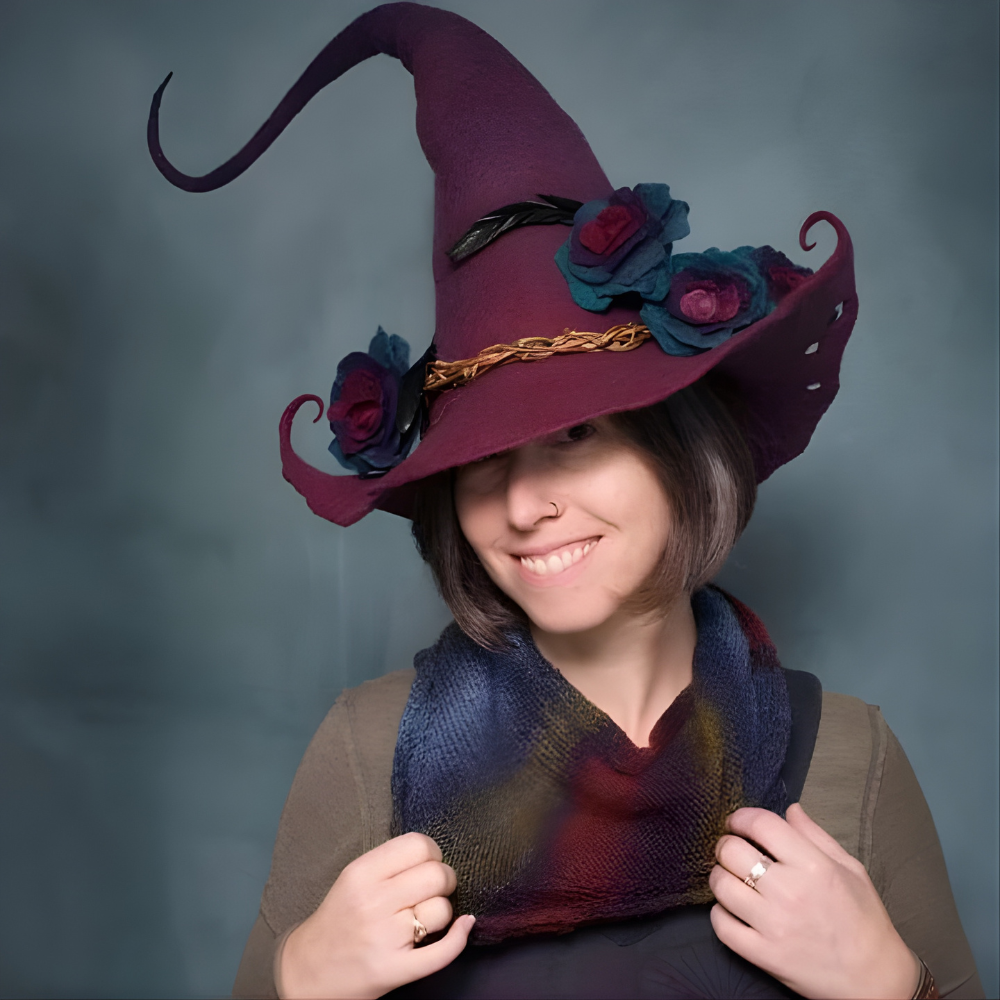Halloween Witch Hat | Handmade Felt Design | Adjustable Adult Costume Accessory
