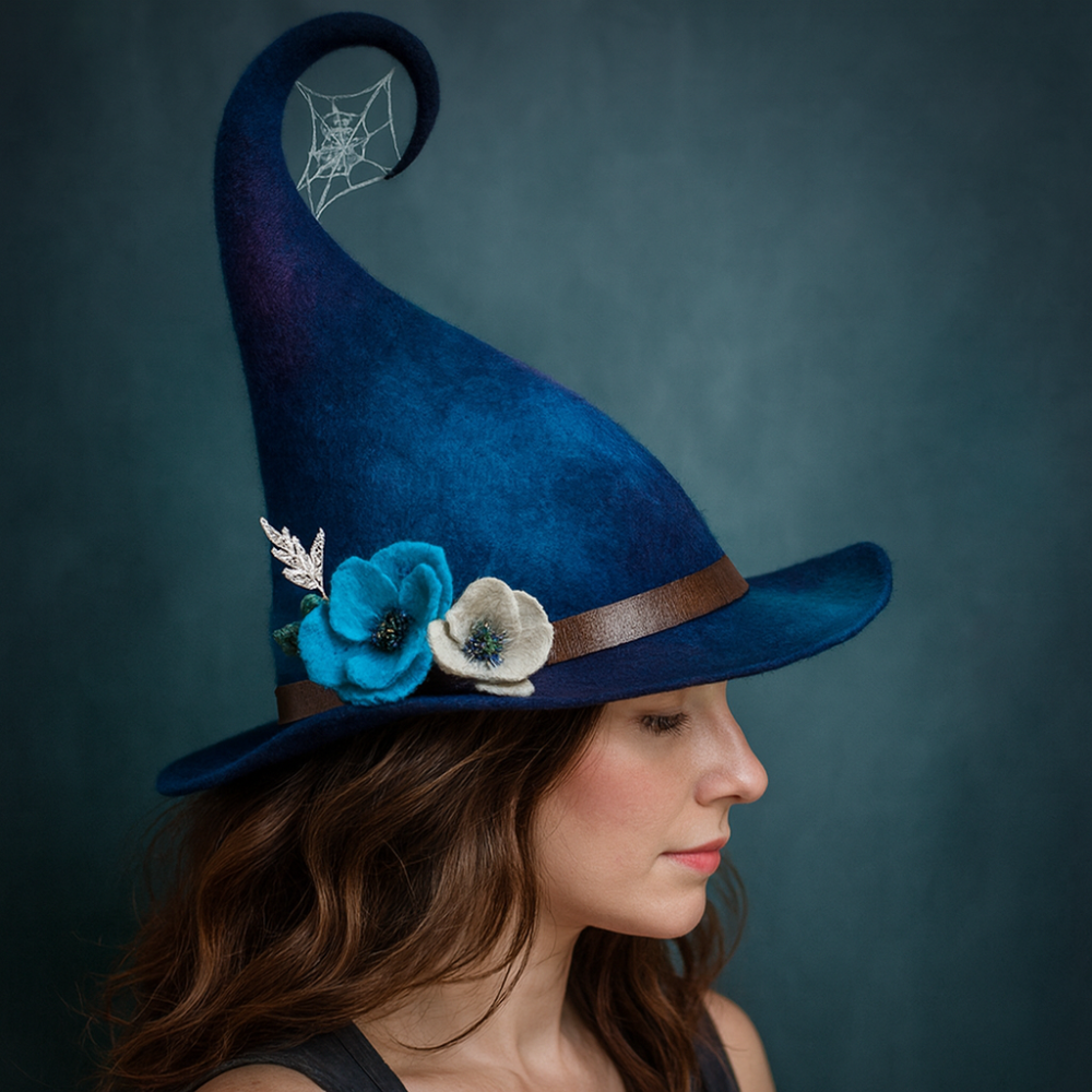 Halloween Witch Hat | Handmade Felt Design | Adjustable Adult Costume Accessory