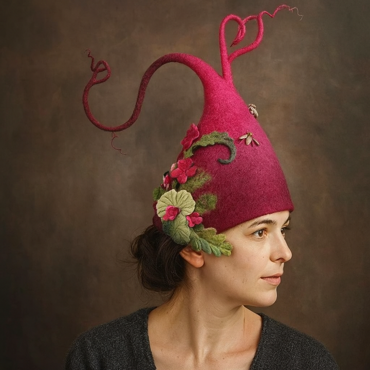 Halloween Witch Hat | Handmade Felt Design | Adjustable Adult Costume Accessory