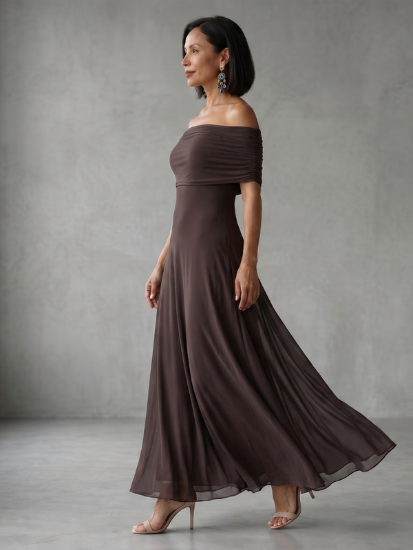 Harper - Formal Women's Wedding Guest Dress with Off-Shoulder Neckline