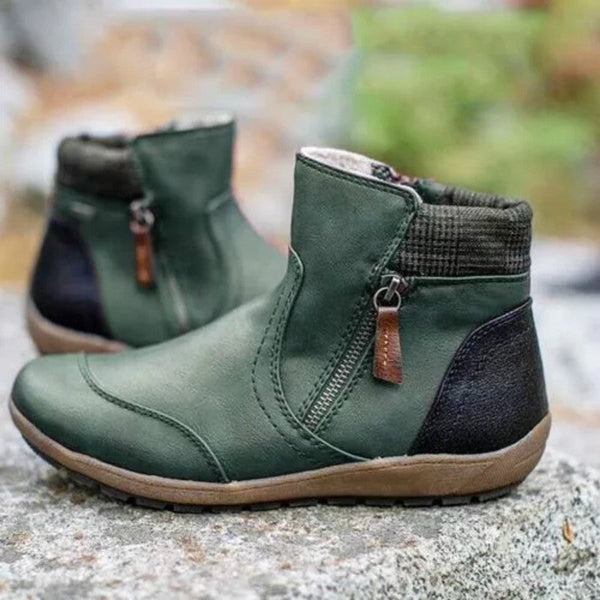 Harper - Orthopedic Women's Fall Ankle Boots with Side Zip Closure and Knit Cuff