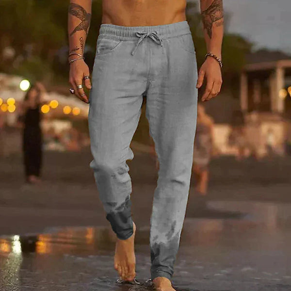 Hunter - Casual Men's Linen Pants with Drawstring Waist and Side Pockets for Summer