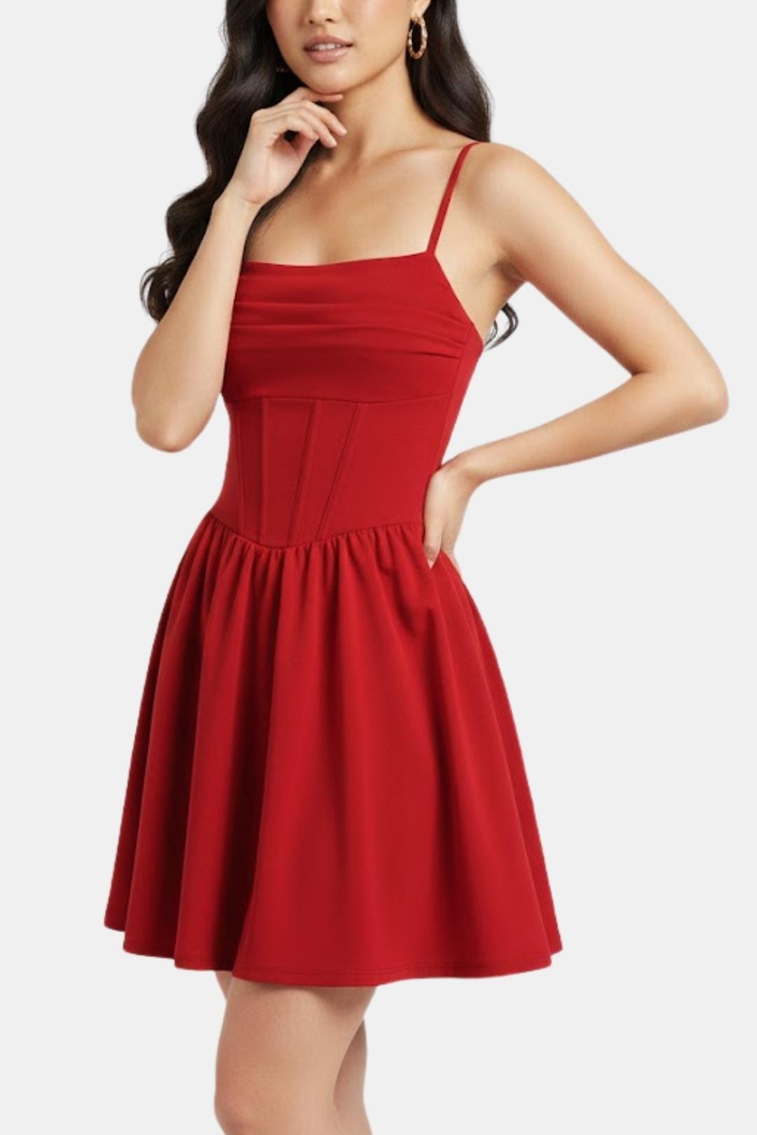 Isabella - Elegant Women's Wedding Guest Dress with Corset Bodice and Flared Skirt