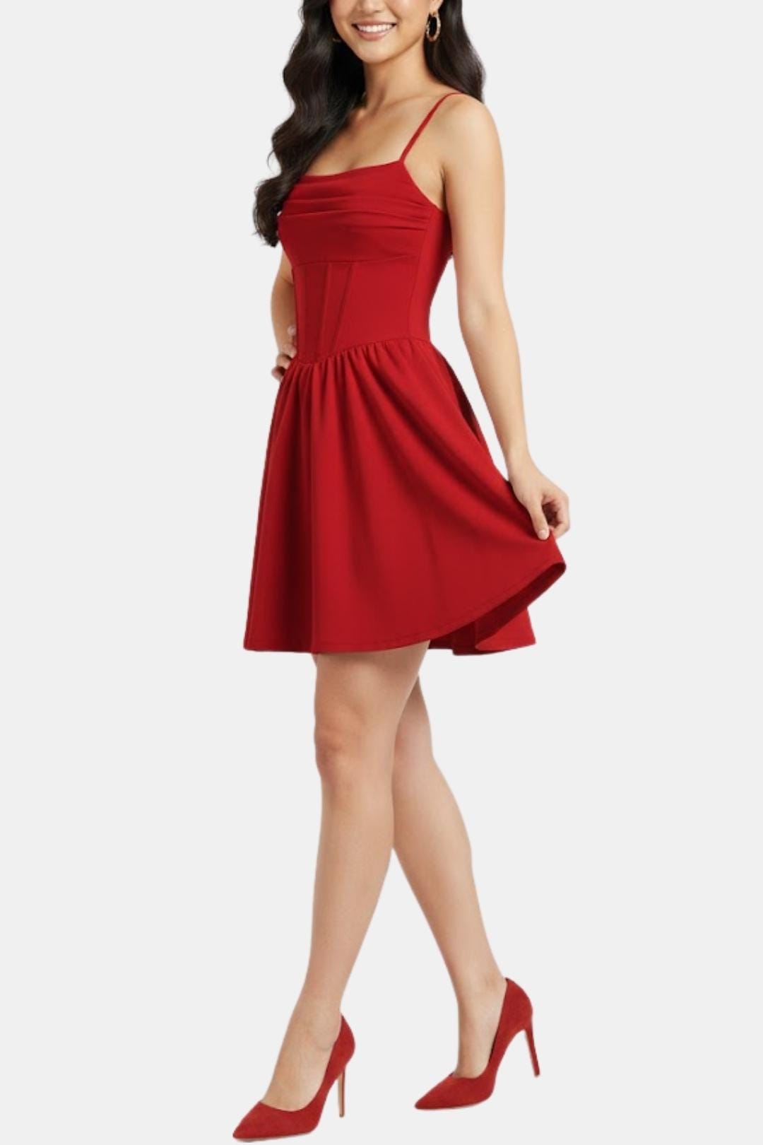 Isabella - Elegant Women's Wedding Guest Dress with Corset Bodice and Flared Skirt