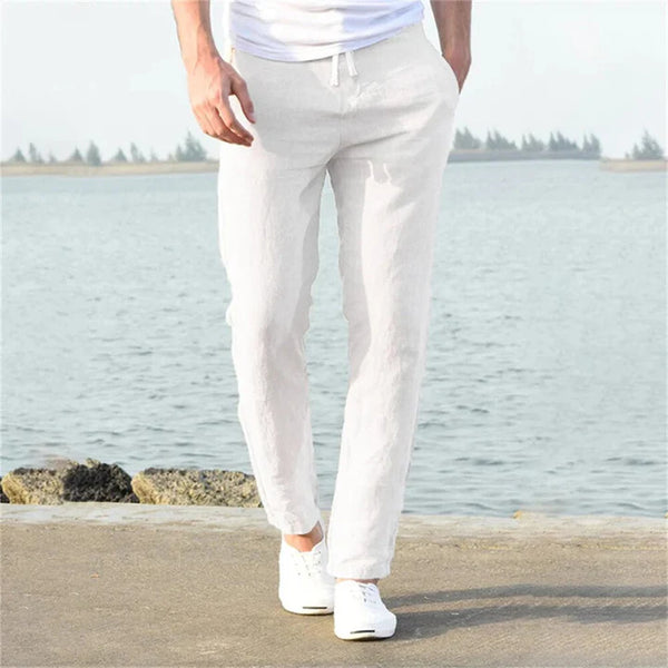 Jackson - Casual Men's Linen Pants with Drawstring Waist and Slim Straight Leg for Summer