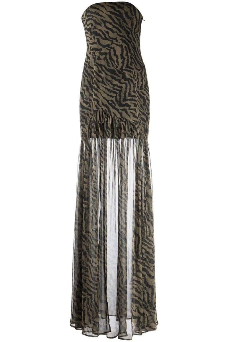 Jade - Sexy Women's Party Dress with Strapless Neckline and High Split Maxi Length