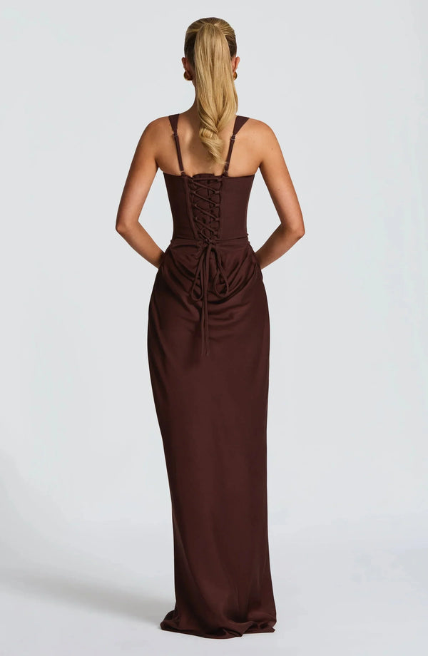 Jasmine - Elegant Women's Wedding Guest Dress with Square Neck and Draped Mermaid Skirt