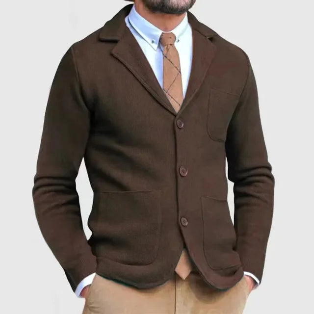 Jonah - Men’s smart casual cardigan with knitted button front and pockets
