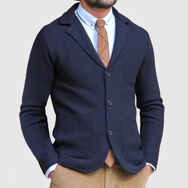 Jonah - Men’s smart casual cardigan with knitted button front and pockets