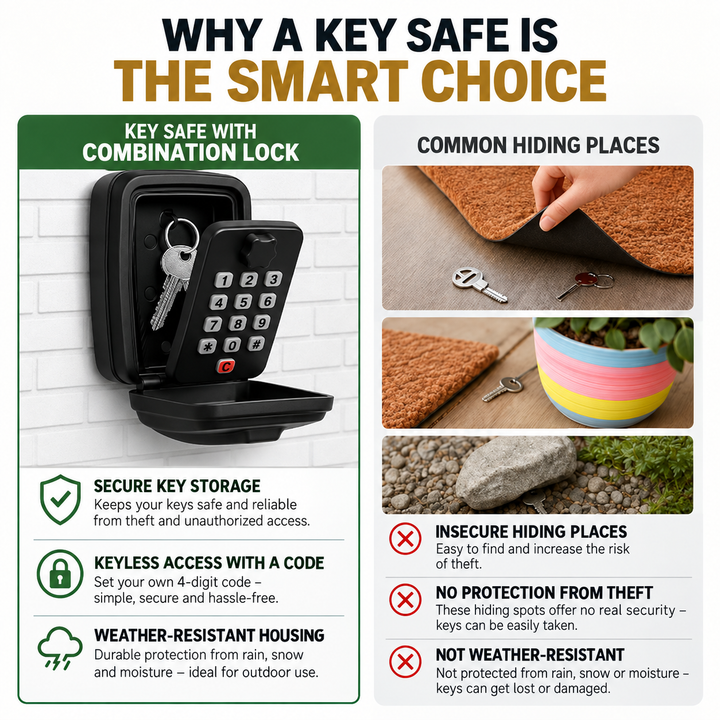 Key Lock Box | Weather-Resistant Metal Construction | Wall Mounted Security Storage