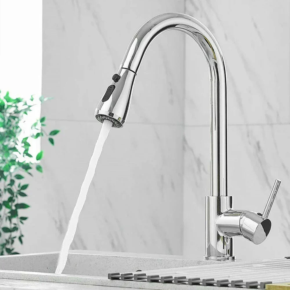 Kitchen Faucet | Pull-Down Sprayer | Brushed Stainless Steel | Dual Spray Function | 15 in Height