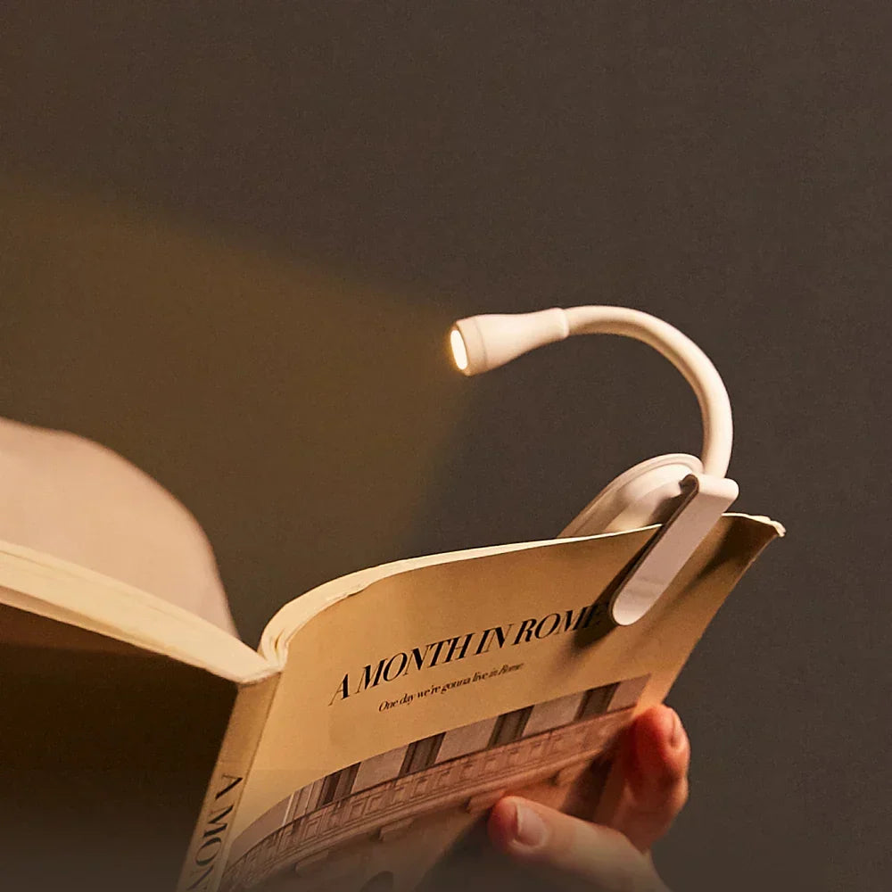 LED Book Light | USB Rechargeable Clip-On Reading Lamp | 360° Adjustable &amp; Dimmable Design