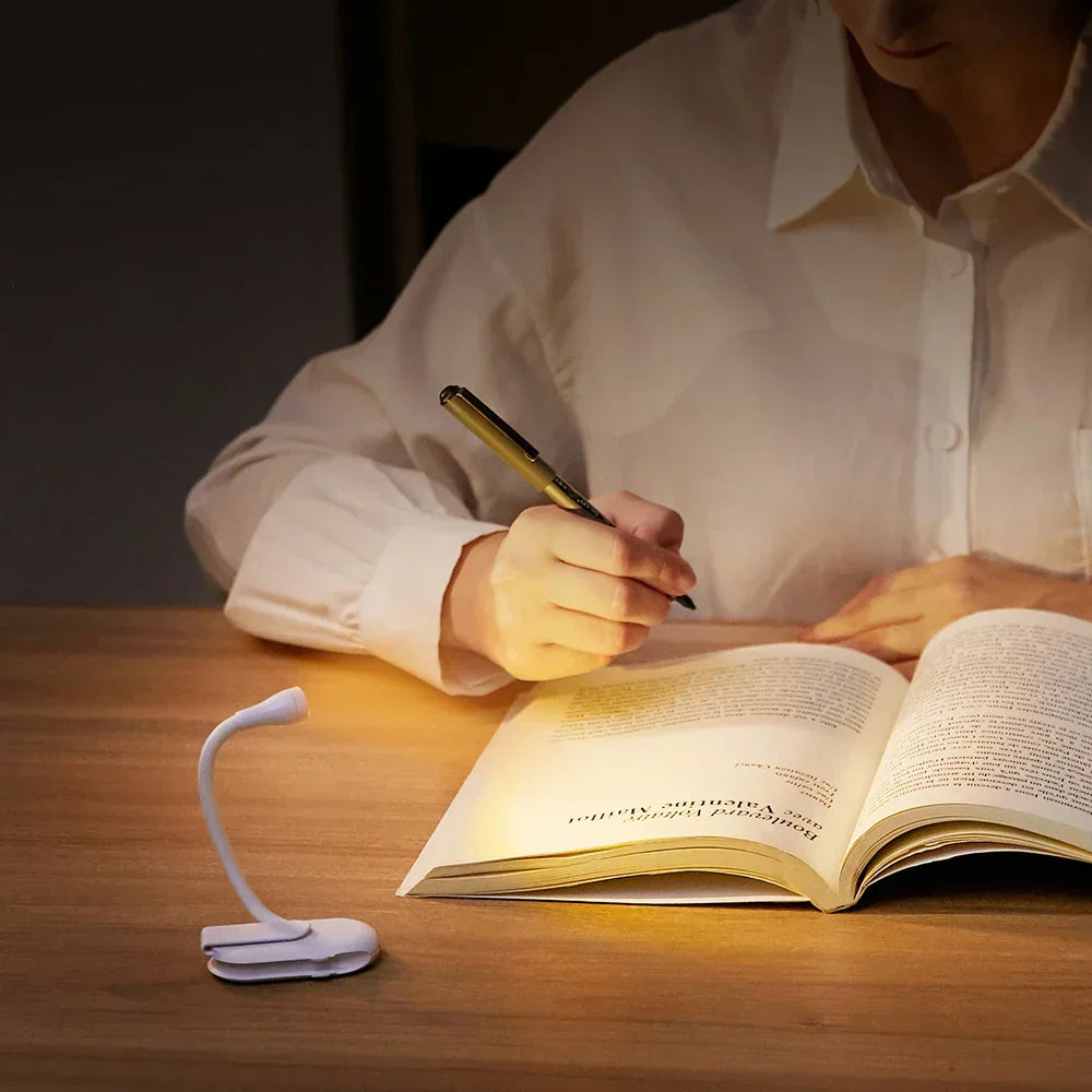 LED Book Light | USB Rechargeable Clip-On Reading Lamp | 360° Adjustable &amp; Dimmable Design