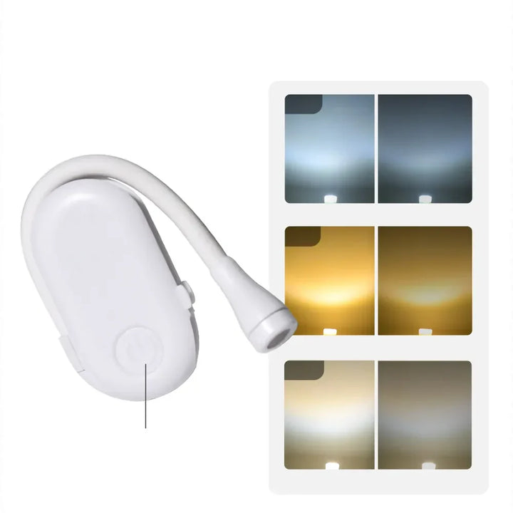 LED Book Light | USB Rechargeable Clip-On Reading Lamp | 360° Adjustable &amp; Dimmable Design