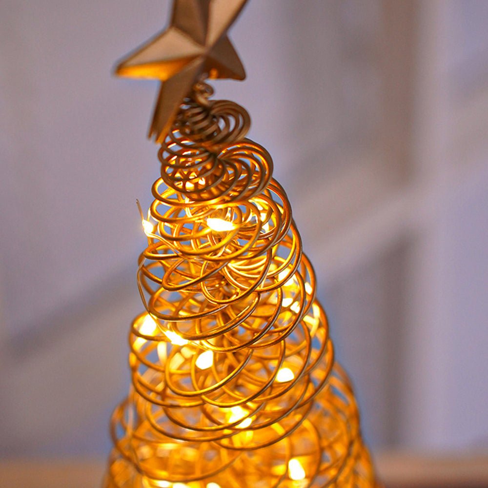 LED Christmas Tree Decoration | Spiral Design &amp; Star Topper | Warm White Lights | 12.99-Inch Tabletop Decor