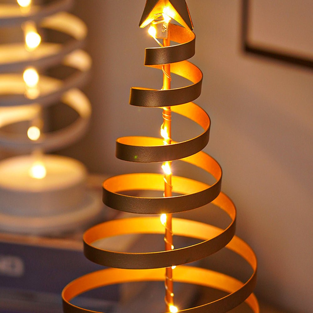 LED Christmas Tree Decoration | Spiral Design &amp; Star Topper | Warm White Lights | 12.99-Inch Tabletop Decor