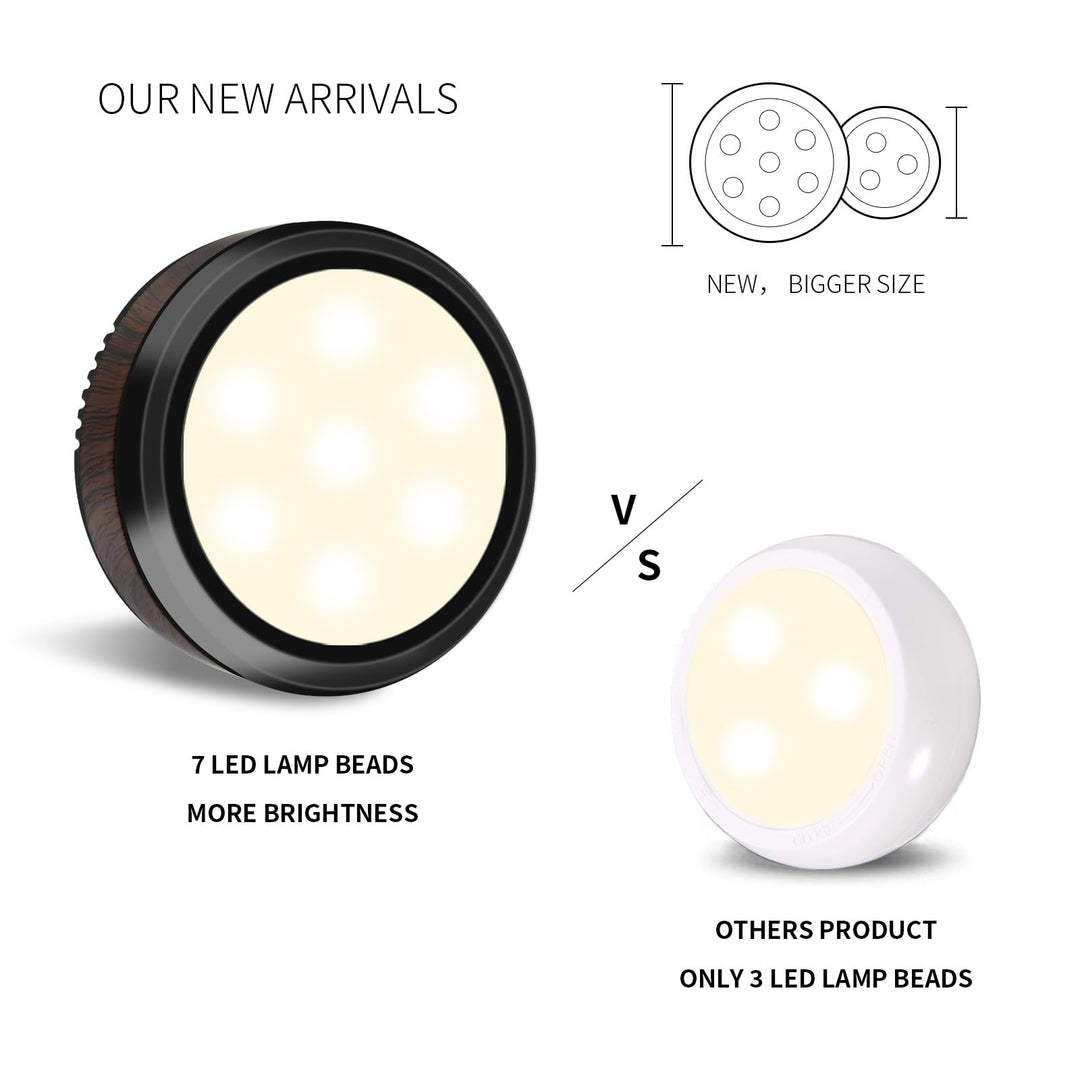 LED Puck Lights 6-Pack | Remote Control Dimmable | Battery Powered Under Cabinet Lighting | 3.1 In