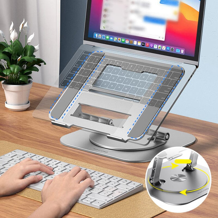 Laptop Stand | 360° Rotating Base | Adjustable Aluminum Design | Fits Laptops Up to 17 in