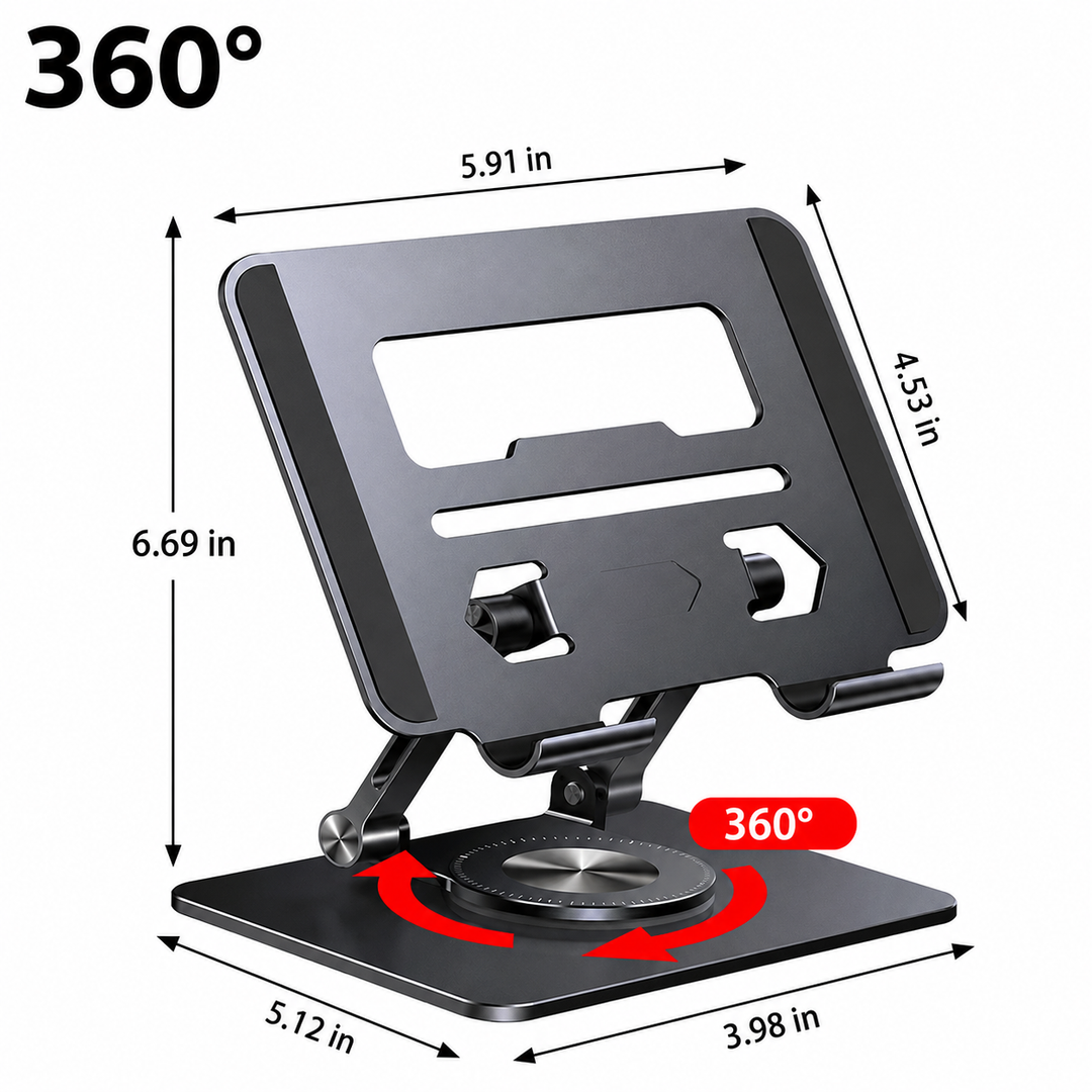 Laptop Stand | 360° Rotating Base | Adjustable Aluminum Design | Fits Laptops Up to 17 in