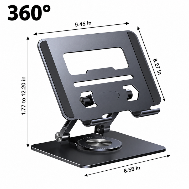Laptop Stand | 360° Rotating Base | Adjustable Aluminum Design | Fits Laptops Up to 17 in