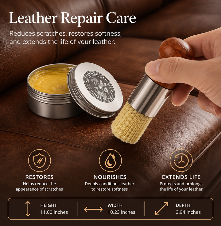 Leather Care Balm | Restores Shine &amp; Color | Protects Against Cracking | Includes Applicator Brush