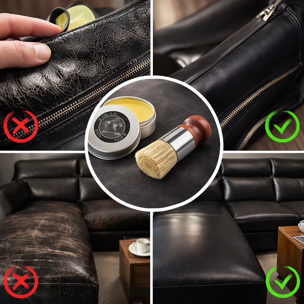 Leather Care Balm | Restores Shine &amp; Color | Protects Against Cracking | Includes Applicator Brush
