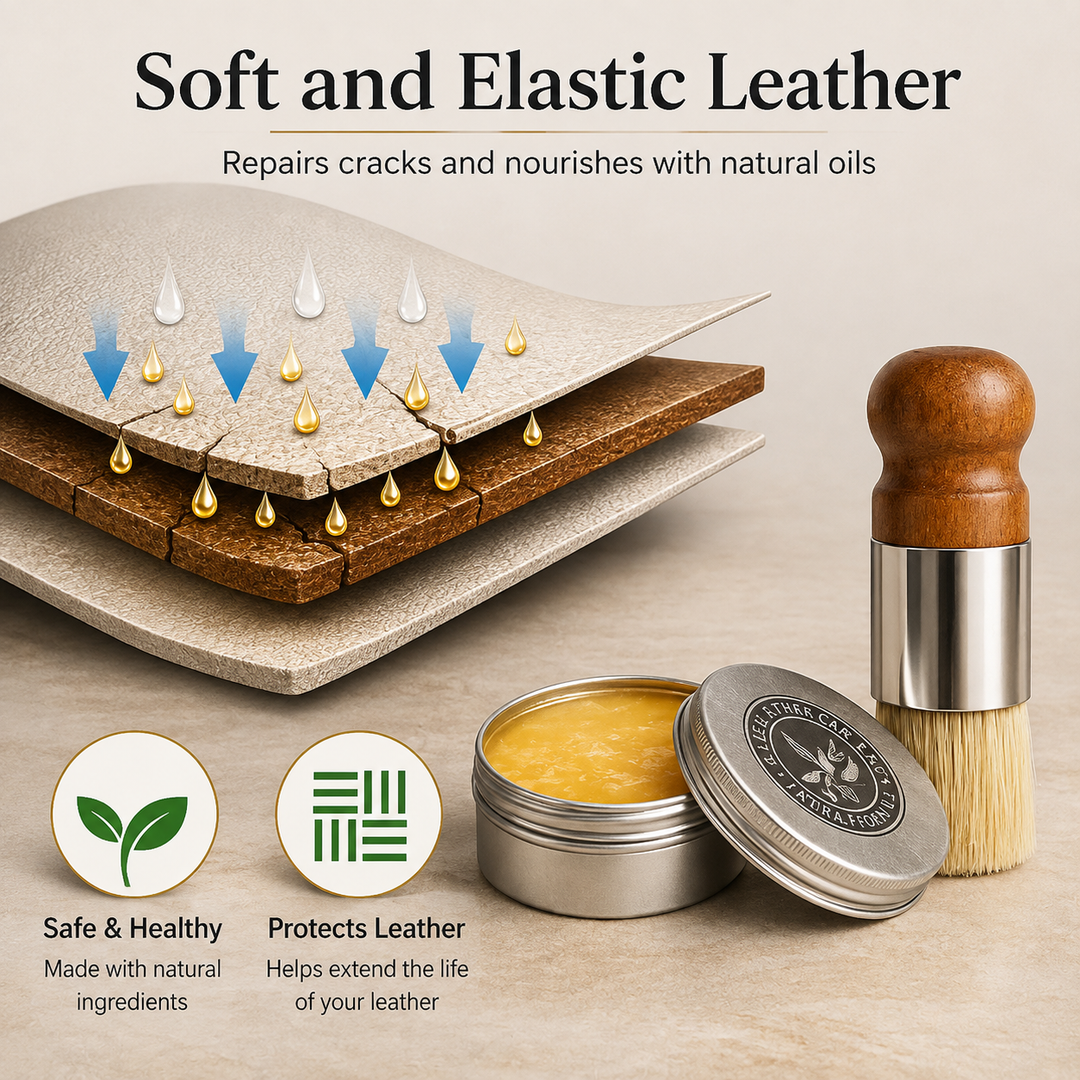 Leather Care Balm | Restores Shine &amp; Color | Protects Against Cracking | Includes Applicator Brush