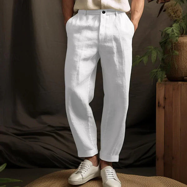 Logan - Casual Men's Linen Pants with Button Closure and Side Pockets for Summer