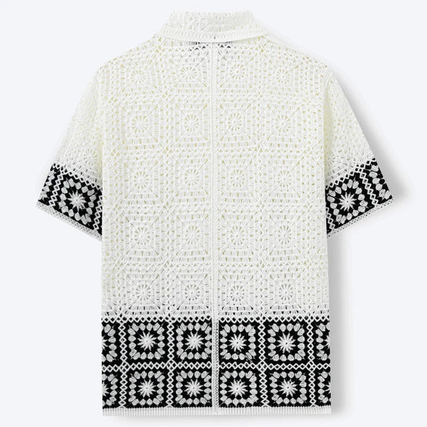 Logan - Boho Men's Summer Shirt with Textured Detail and Short Sleeves