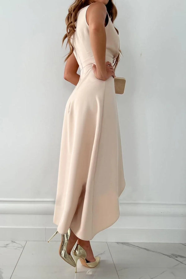 Madison - Formal Women's Wedding Guest Dress with Wrap V-Neck and Ruffle Hem