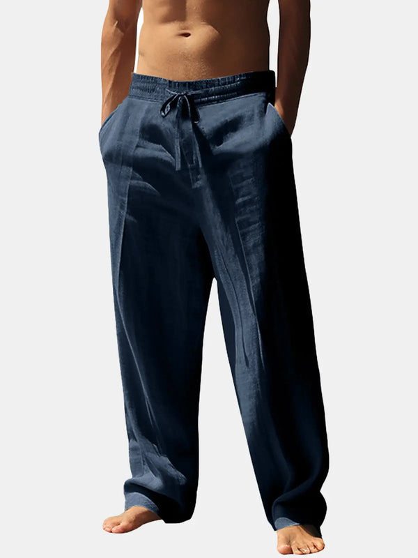 Mason - Relaxed Men's Linen Pants with Elastic Waist and Wide-Leg Fit