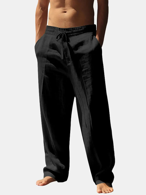Mason - Relaxed Men's Linen Pants with Elastic Waist and Wide-Leg Fit