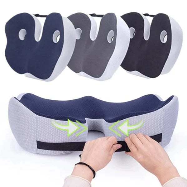 Memory Foam Seat Cushion | Adjustable Ergonomic Support | Pressure Relief for Hips and Tailbone