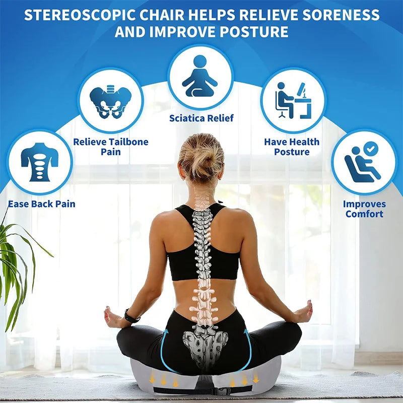 Memory Foam Seat Cushion | Adjustable Ergonomic Support | Pressure Relief for Hips and Tailbone