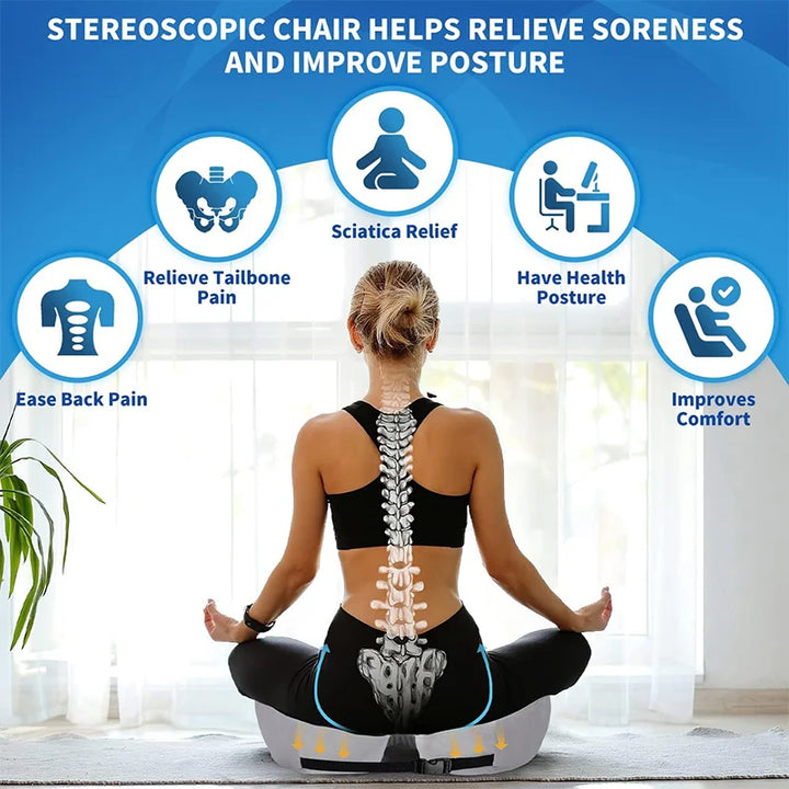 Memory Foam Seat Cushion | Adjustable Ergonomic Support | Pressure Relief for Hips and Tailbone