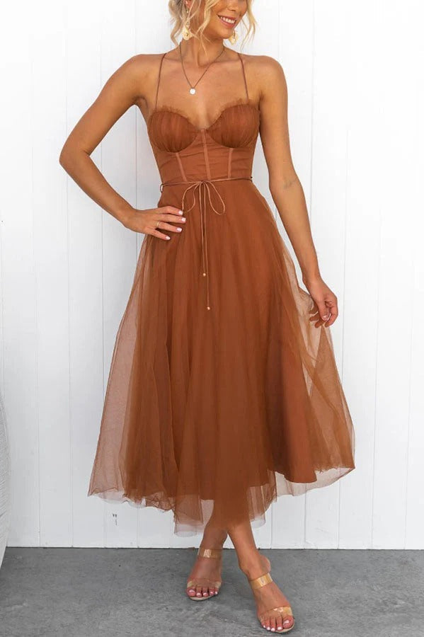 Mia - Romantic Women's Wedding Guest Dress with Bustier Bodice and Tulle Skirt