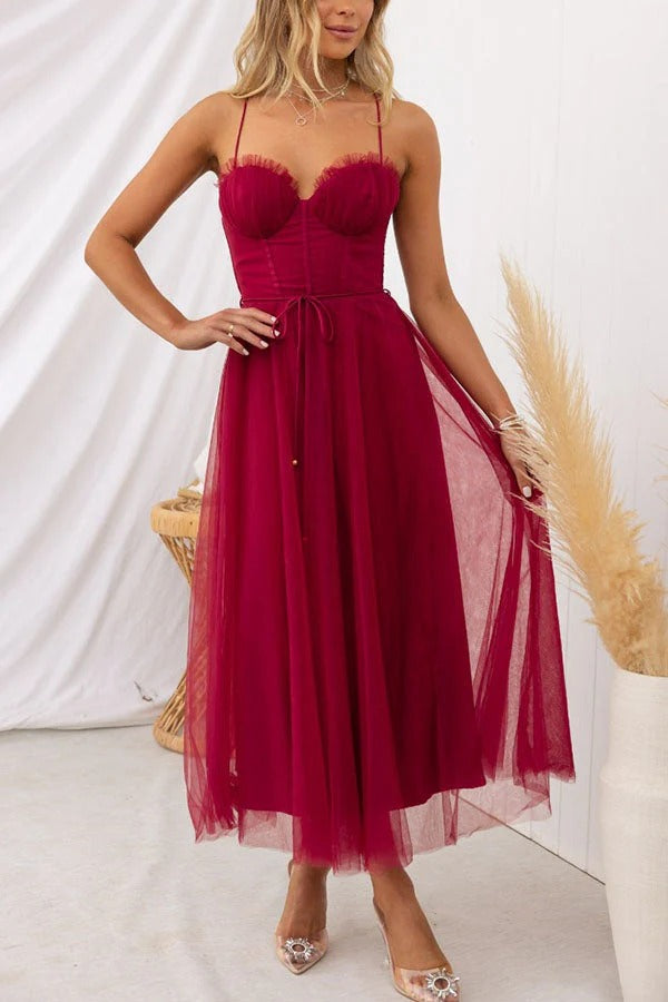Mia - Romantic Women's Wedding Guest Dress with Bustier Bodice and Tulle Skirt